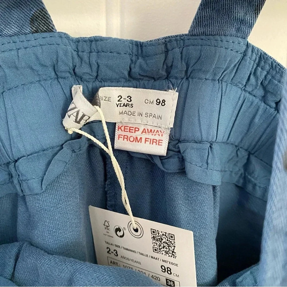 Zara Faded Blue Polka Dot One Piece Jumpsuit 2-3Y NWT - Picture 4 of 6